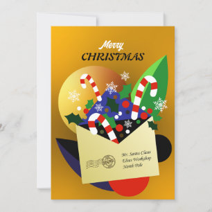 Cartes Pour Fêtes Annuelles Lettre de Noël or à Père Noël Holiday Card