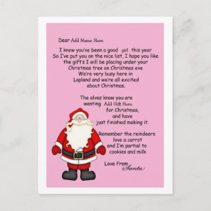 Cartes Pour Fêtes Annuelles Lettre de Père Noël