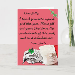 Cartes Pour Fêtes Annuelles Lettre de souhait de Noël du père noël (femelle)