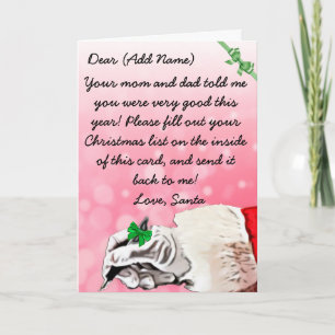 Cartes Pour Fêtes Annuelles Lettre de voeux de Noël du Père Noël