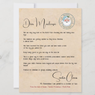 Cartes Pour Fêtes Annuelles Lettre du bureau de Père Noël personnalisée