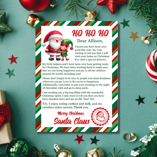 Cartes Pour Fêtes Annuelles Lettre du Père Noël  (Make this Christmas unforgettable with a personalized letter from Santa! Order yours today!)