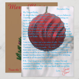 Cartes Pour Fêtes Annuelles Lettre du Père Noël Ornement Rouge