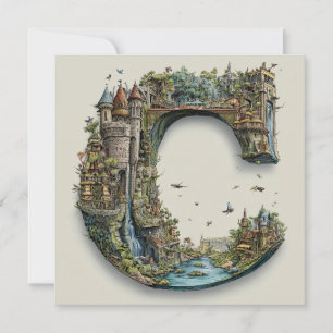 Cartes Pour Fêtes Annuelles Lettre Fantastique C avec des Châteaux dans le Liv