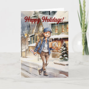 Cartes Pour Fêtes Annuelles Lettre femme Carrier Village de Noël