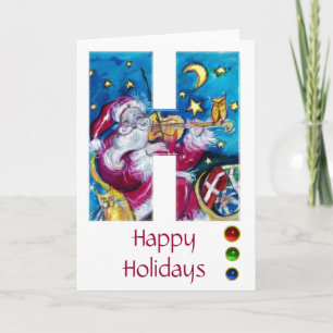 CARTES POUR FÊTES ANNUELLES LETTRE H DE NOËL / MONOGRAM PÈRE NOËL INSPIRÉ