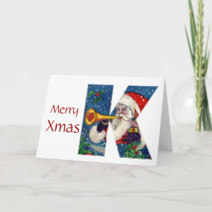 CARTES POUR FÊTES ANNUELLES LETTRE K / MONOGRAMME DE BUGLER PÈRE NOËL