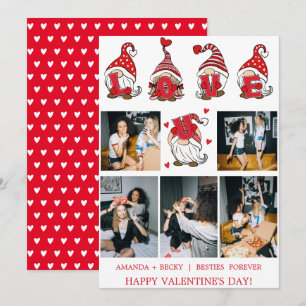 Cartes Pour Fêtes Annuelles Lettre Love U Gnomes Cinq Photos BFF Rouge