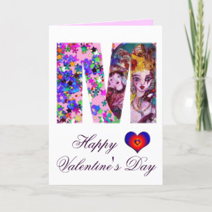 CARTES POUR FÊTES ANNUELLES LETTRE M MONOGRAMME MONOGRAMME DE LA MASQUÉRADE VÉ