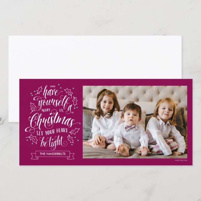 Cartes Pour Fêtes Annuelles Lettre main Joyeux Li l Noël un côté (Devant / Derrière)