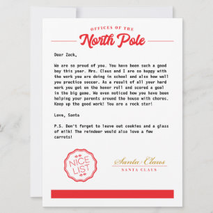 Cartes Pour Fêtes Annuelles Lettre officielle de Santa
