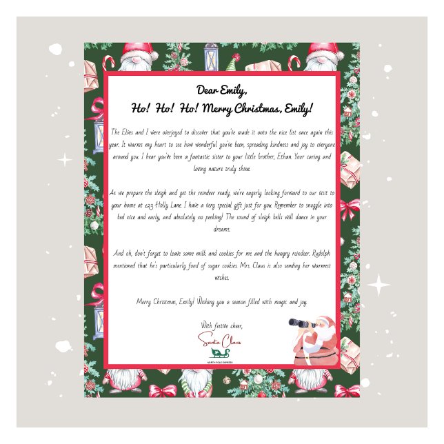 Cartes Pour Fêtes Annuelles Lettre Père Noël Festive pour votre Motif enfant (Créateur téléchargé)
