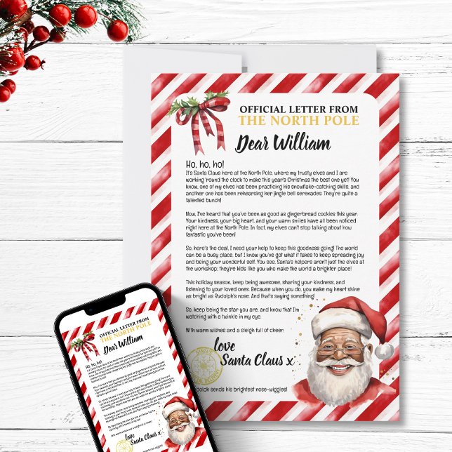 Cartes Pour Fêtes Annuelles Lettre Personnalisée Amusante et Gentille pour le  (Playful Personalized Nice Kid Letter To Santa Fun Holiday festive north pole positive encouragement)