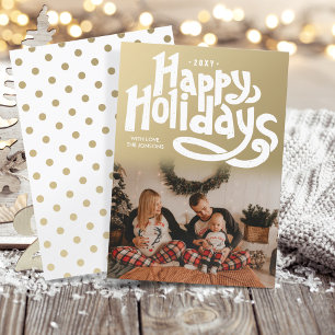 Cartes Pour Fêtes Annuelles Lettre personnalisée avec photo, doré faux, modern