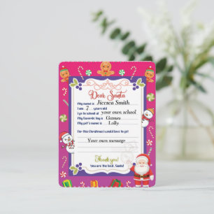 Cartes Pour Fêtes Annuelles Lettre Personnalisée Envoyée Au Père Noël Holiday 