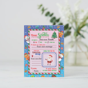Cartes Pour Fêtes Annuelles Lettre Personnalisée Envoyée Au Père Noël Holiday 