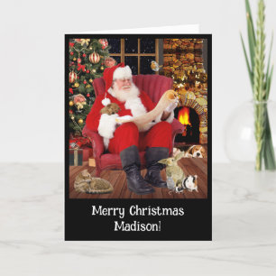 Cartes Pour Fêtes Annuelles Lettre personnelle aux enfants du Père Noël Noir