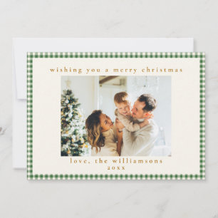 Cartes Pour Fêtes Annuelles Lettre photo personnalisée En vichy verte Noël