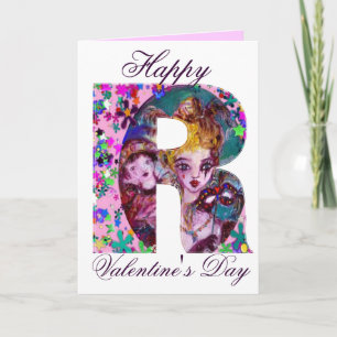 CARTES POUR FÊTES ANNUELLES LETTRE R MONOGRAMME DE MASQUÉRADE VALENTINE VÉNÉTI