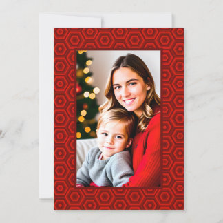 Cartes Pour Fêtes Annuelles Lettre sur le dos rouge Hexagon-encadré photo