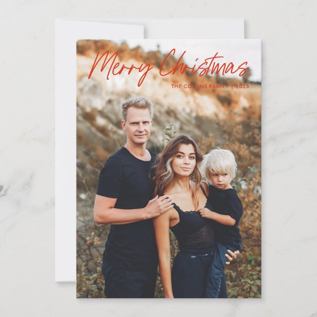 Cartes Pour Fêtes Annuelles Lettres modernes Joyeux Noël 2 Photo (Devant)