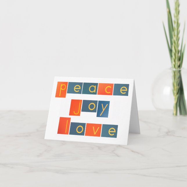 Cartes Pour Fêtes Annuelles LETTRES papier journal PEACE JOY LOVE (Devant)