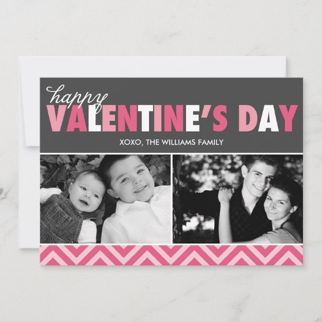 Cartes Pour Fêtes Annuelles Lettres rose moderne Photo de la Saint Valentin (Devant)