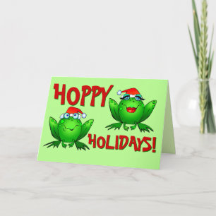 Cartes Pour Fêtes Annuelles Lettres rouges de grenouilles vertes de Hoppy Holi