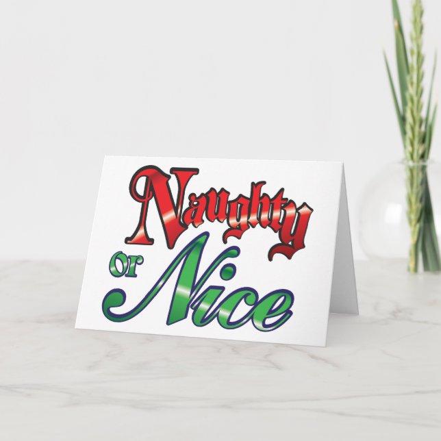 Cartes Pour Fêtes Annuelles Lettres rouges rétro Noël, Naughty ou Nice (Devant)