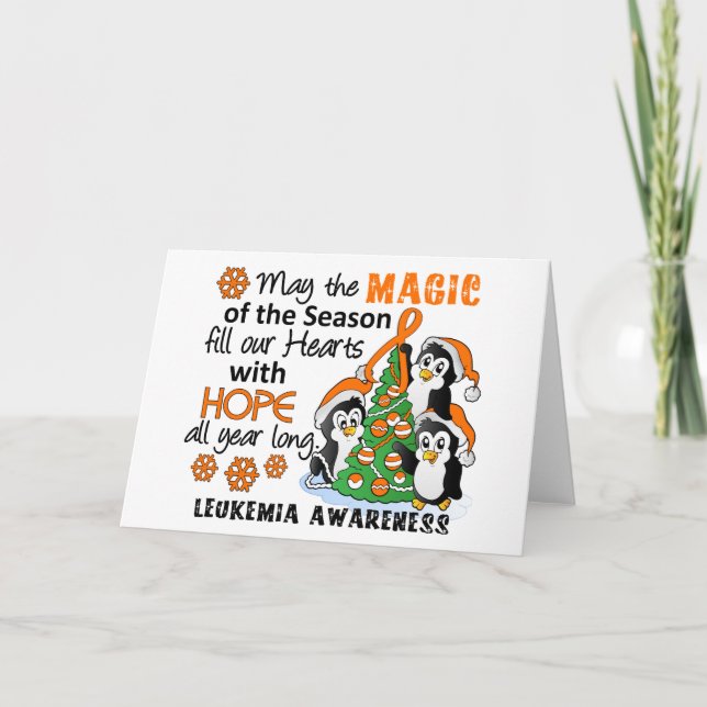 Cartes Pour Fêtes Annuelles Leucémie de pingouins de Noël (Devant)