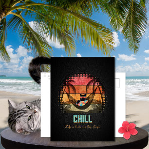 Cartes Pour Fêtes Annuelles L'évasion tropicale du Chat Cool