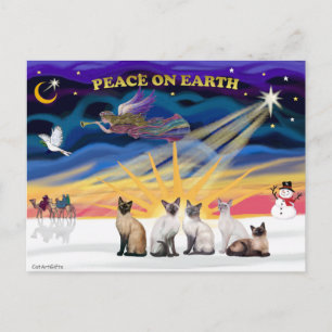 Cartes Pour Fêtes Annuelles Lever de soleil de Noël - 5 chats siamois
