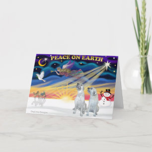 Cartes Pour Fêtes Annuelles Lever de soleil de Noël - Deux lévriers irlandais