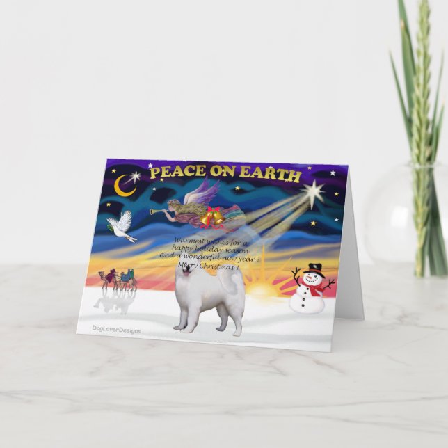Cartes Pour Fêtes Annuelles Lever de soleil de Noël - Samoyède (Devant)