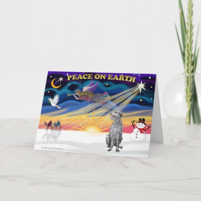 Cartes Pour Fêtes Annuelles Lever de soleil de Noël - Scottish Deerhound (Devant)