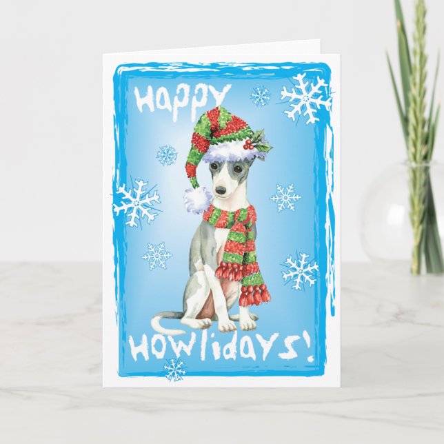 Cartes Pour Fêtes Annuelles Lévrier italien heureux de Howlidays (Devant)