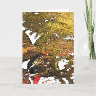 Cartes Pour Fêtes Annuelles Lévrier sous l'arbre de Noël
