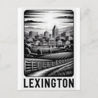 Lexington Kentucky Skyline Noir et Blanc Gravure s