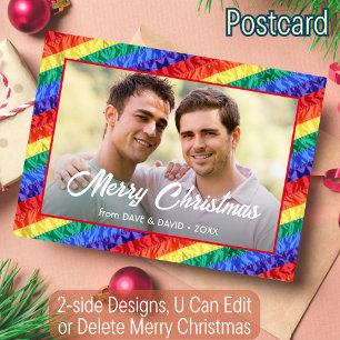 Cartes Pour Fêtes Annuelles LGBT Custom Photo Gay Rainbow Flag Joyeux Noël