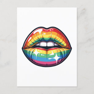 Cartes Pour Fêtes Annuelles Lgbtq couleurs arc-en-ciel lèvres