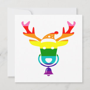 Cartes Pour Fêtes Annuelles LGBTQ Pride Arc-en-ciel drapeau mignon renne de No