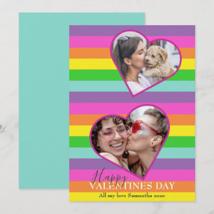 Cartes Pour Fêtes Annuelles LGBTQ Valentines Arc-en-ciel - Drapeau photo Holid