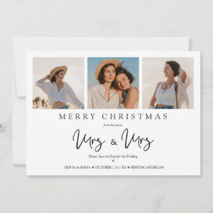 Cartes Pour Fêtes Annuelles LGTB Lesbian Whimsical MRS & MRS Mariage de Noël