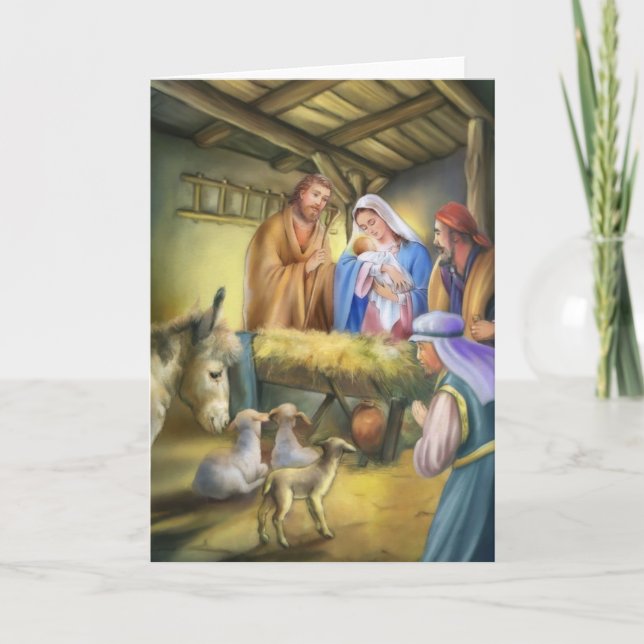 Cartes Pour Fêtes Annuelles L'histoire de la nativité, la naissance de Jésus (Devant)