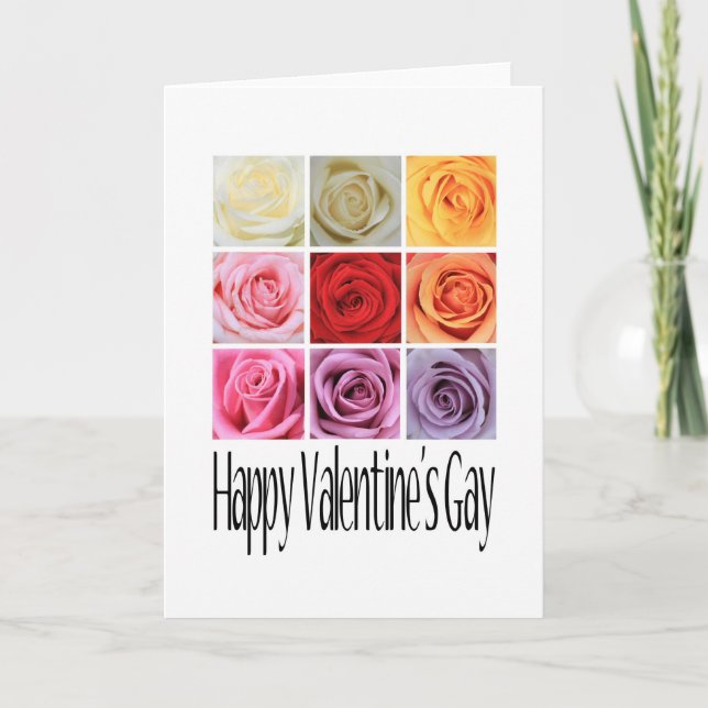 Cartes Pour Fêtes Annuelles L'homosexuel heureux de Valentine, roses (Devant)