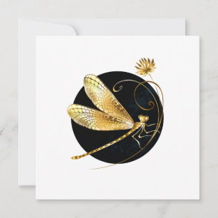 Cartes Pour Fêtes Annuelles libellule d'or en cercle noir