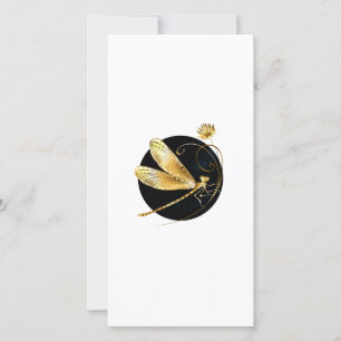 Cartes Pour Fêtes Annuelles libellule d'or en cercle noir
