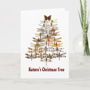 Cartes Pour Fêtes Annuelles Libellules d'arbre de Noël de la nature