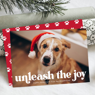Cartes Pour Fêtes Annuelles Libérez la photo Joy Red Dog