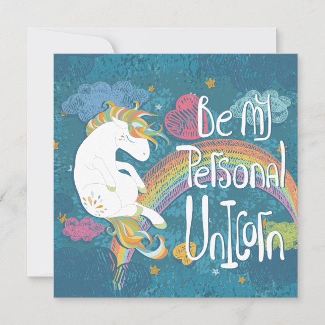 Cartes Pour Fêtes Annuelles Licorne (Devant)